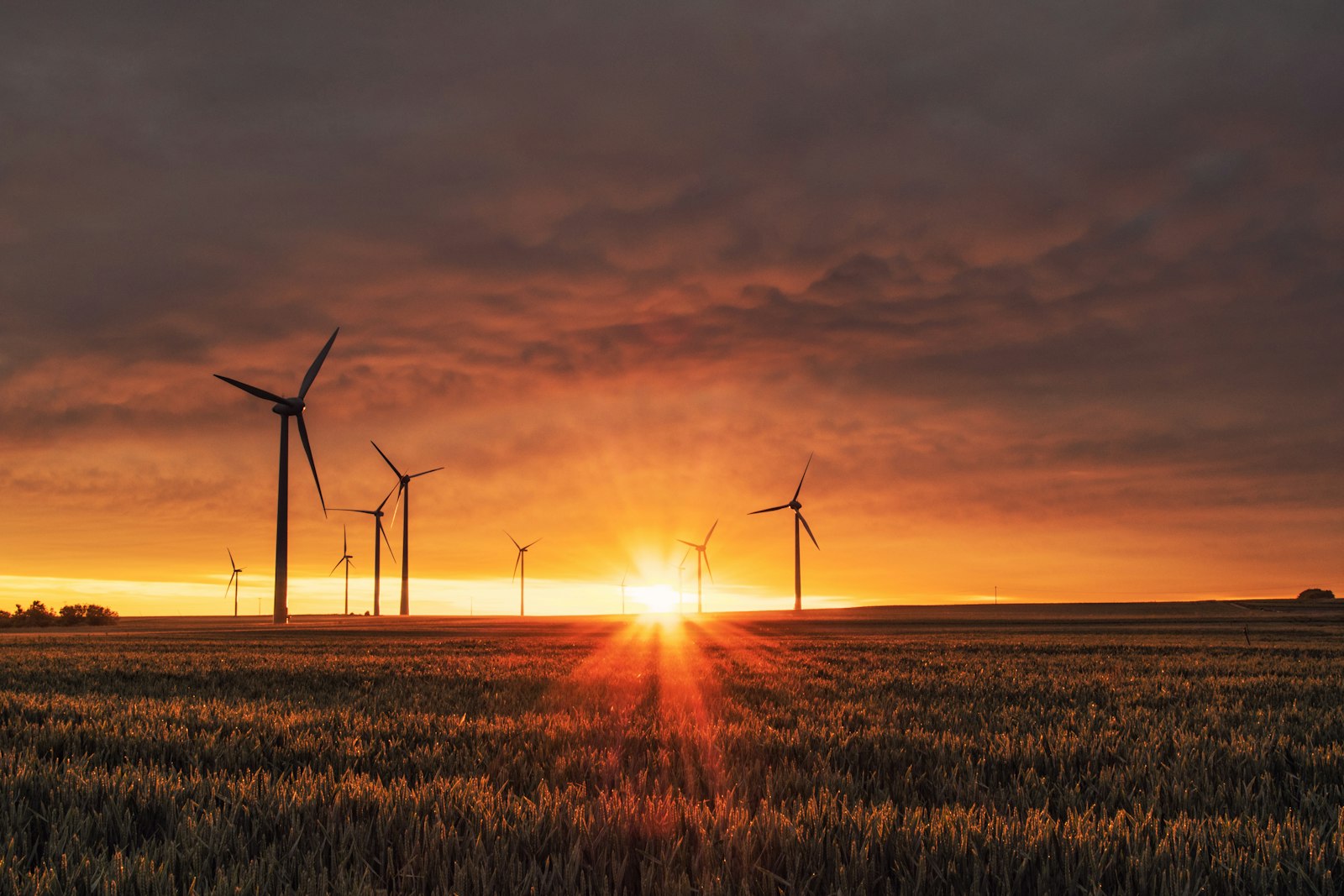 Wind turbines at dusk